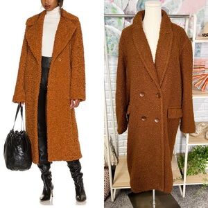 House of Harlow 1960 x REVOLVE Rouland Boucle Teddy Trench Coat in Brown (L)